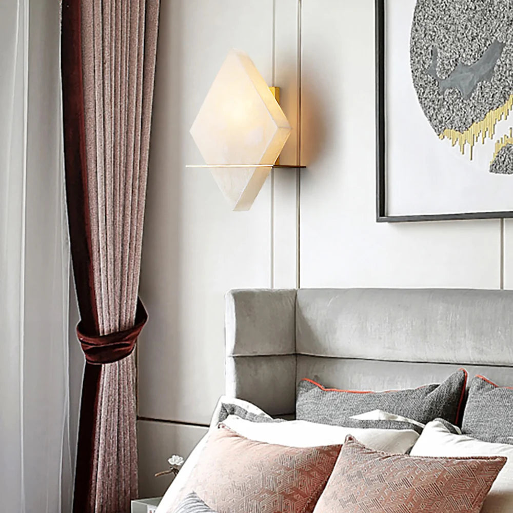Rhombus Real Alabaster Wall Sconce