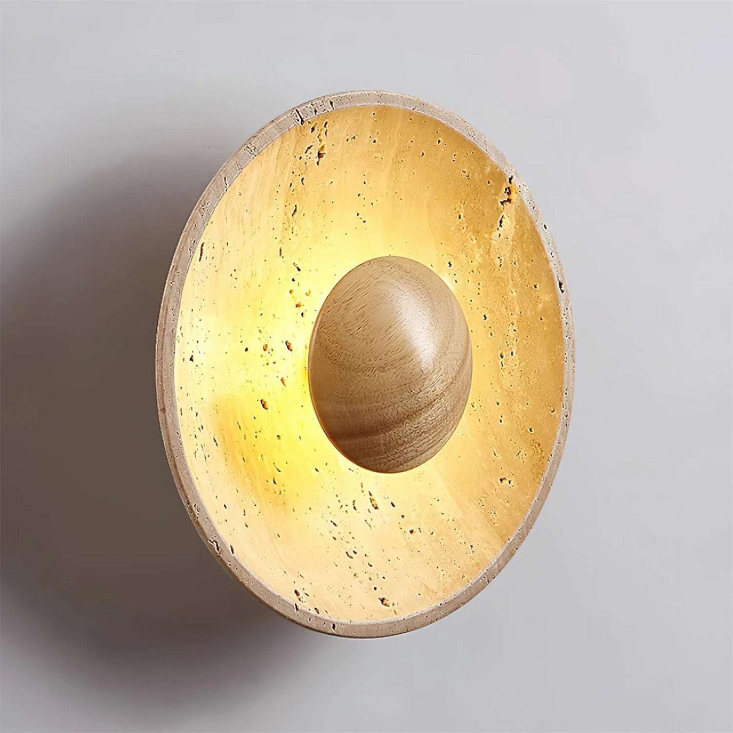 Round Halo Travertine Wall Lamp