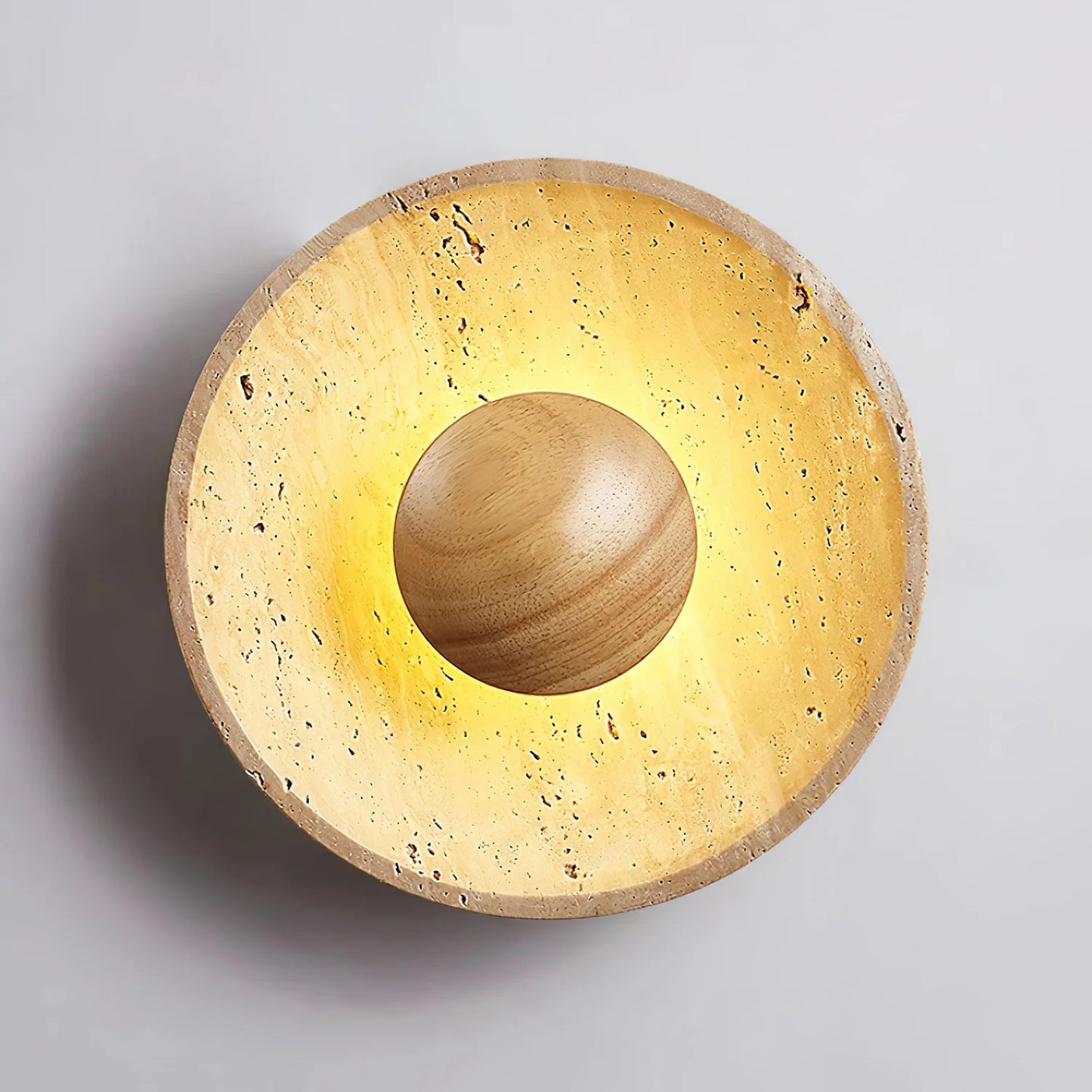 Round Halo Travertine Wall Lamp