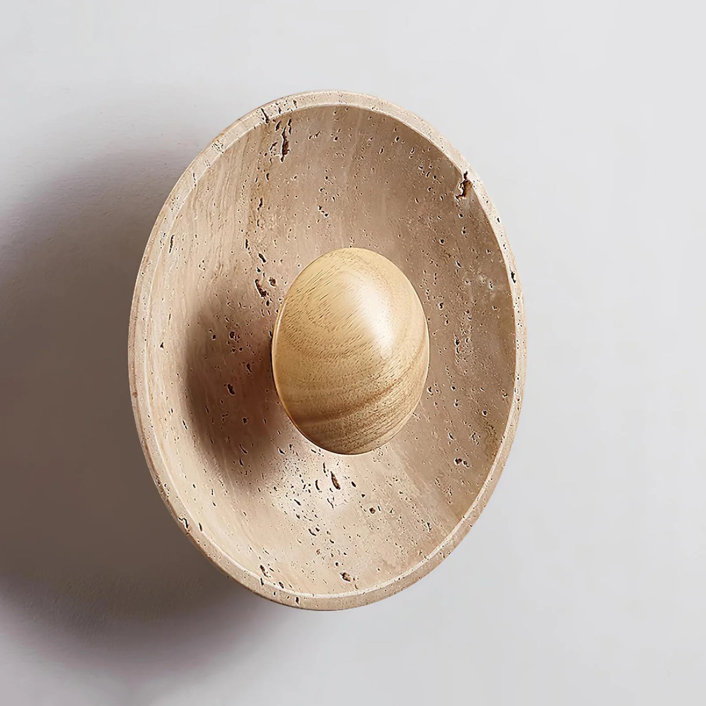 Round Halo Travertine Wall Lamp