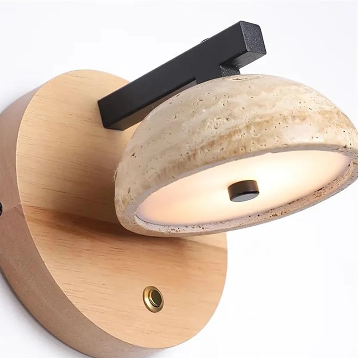 Round Hemispherical Travertine Wall Light