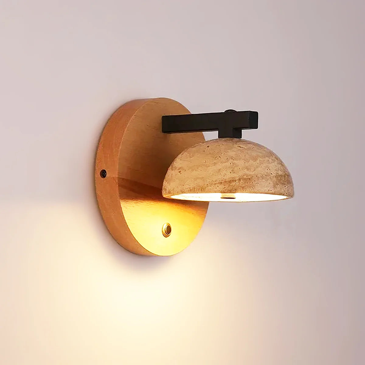 Round Hemispherical Travertine Wall Light
