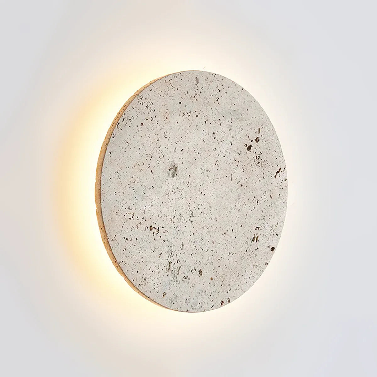 Round Natural Travertine Wall Lamp