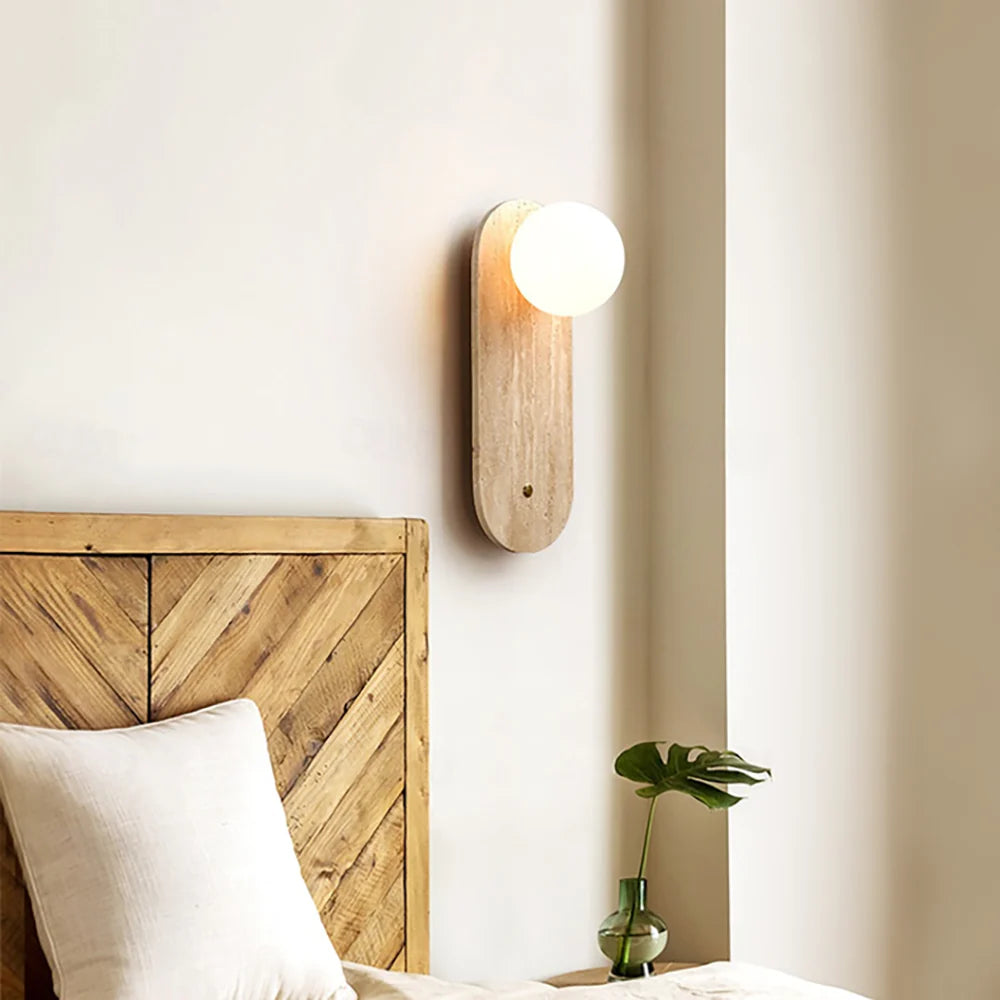 Round Oval Travertine Wall Lamp