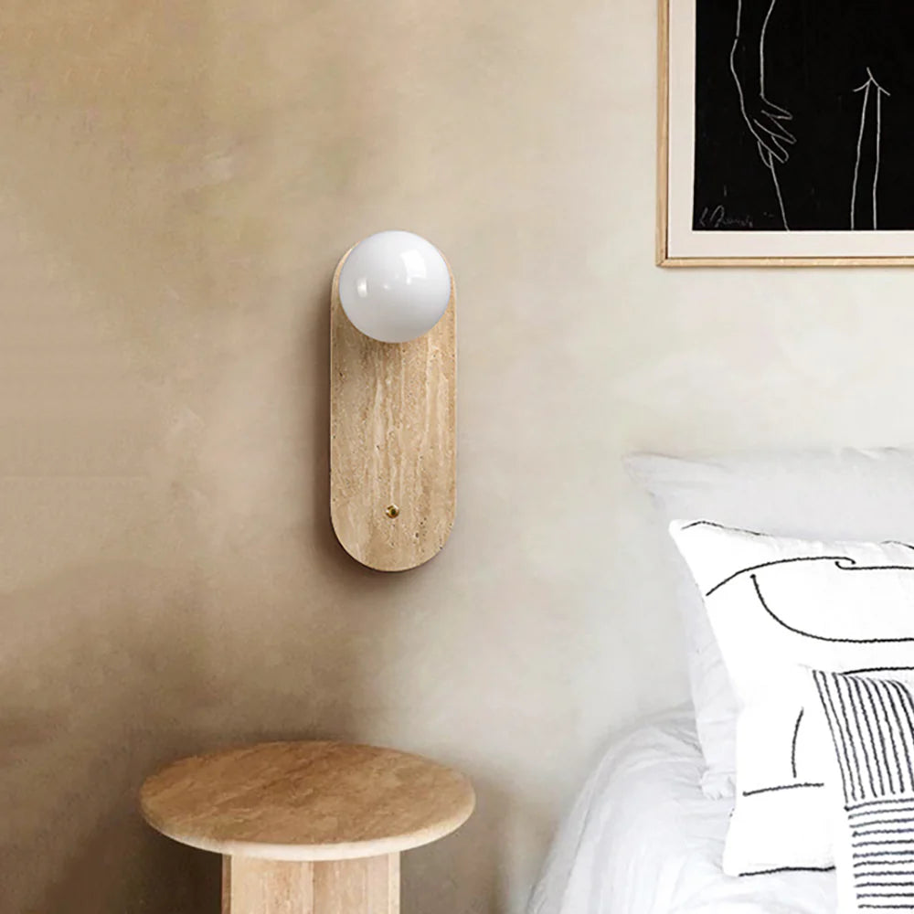 Round Oval Travertine Wall Lamp