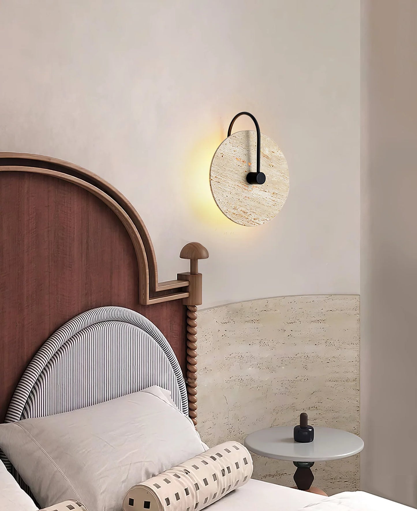Round Travertine Wall Lamp