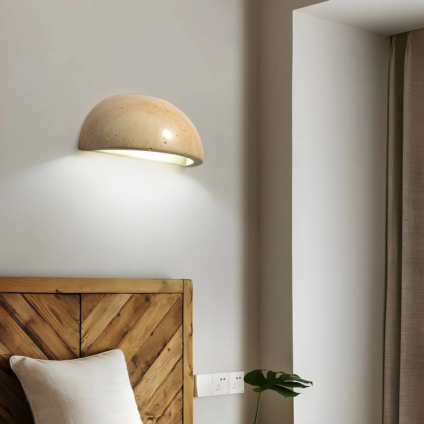 Semicircular Twilight Travertine Wall Lamp