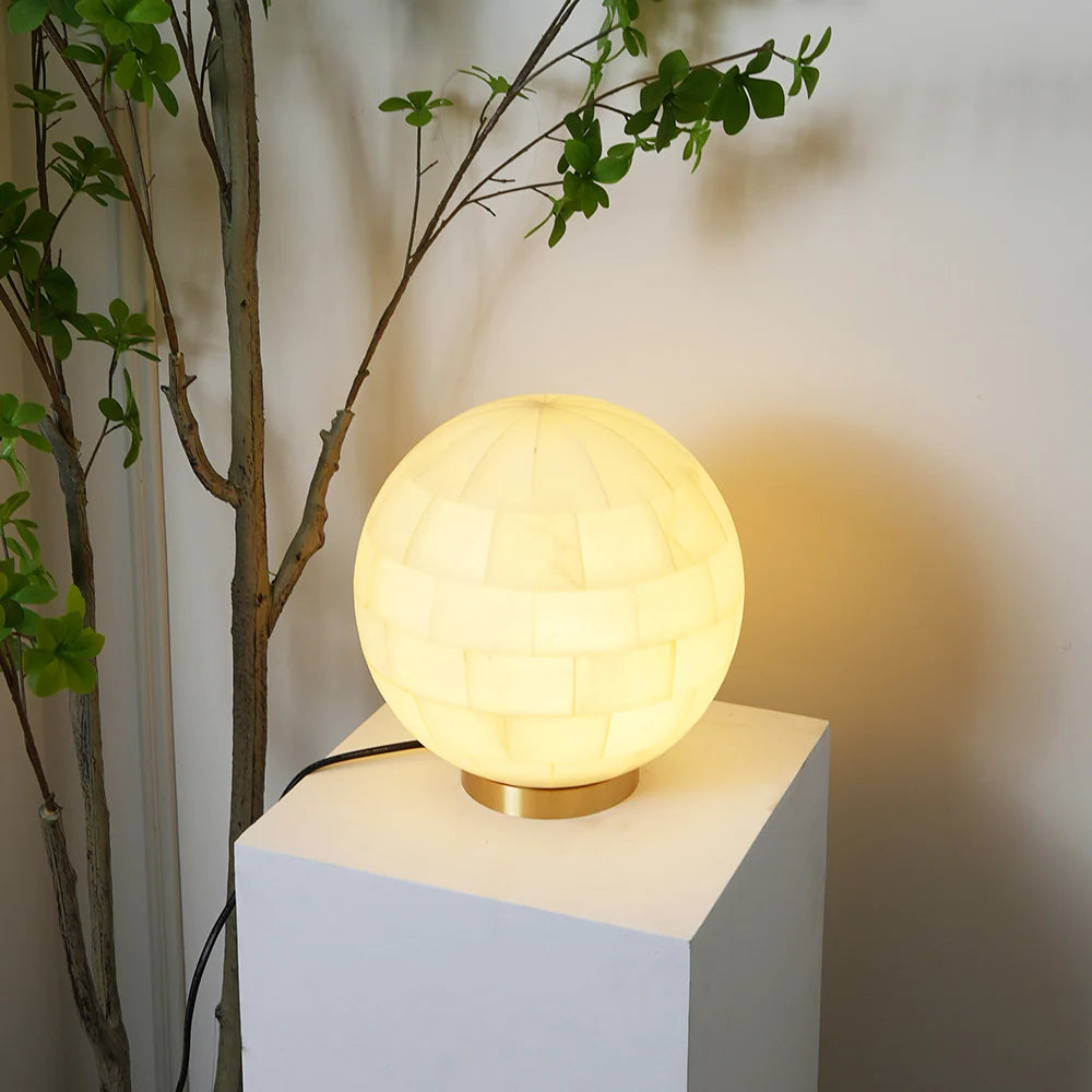 Spherical Alabaster Ball Table Lamp