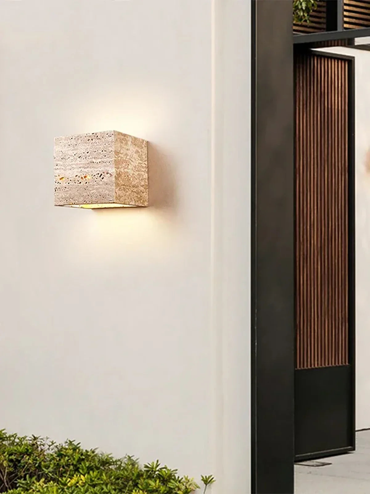 Square Rectangular Travertine Wall Lamp