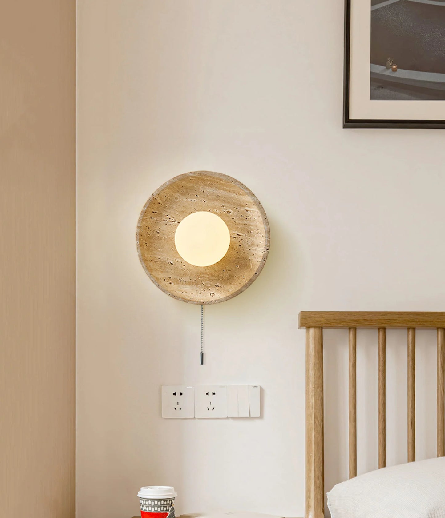 Stone Lunar Eclipse Travertine Wall Light