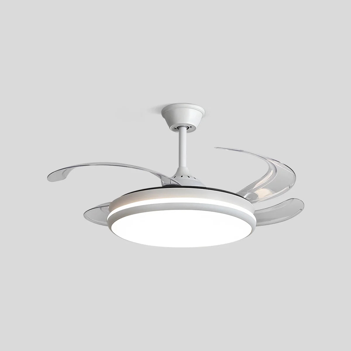 Modern Remote Ceiling Fan Light with Clear Retractable Blades