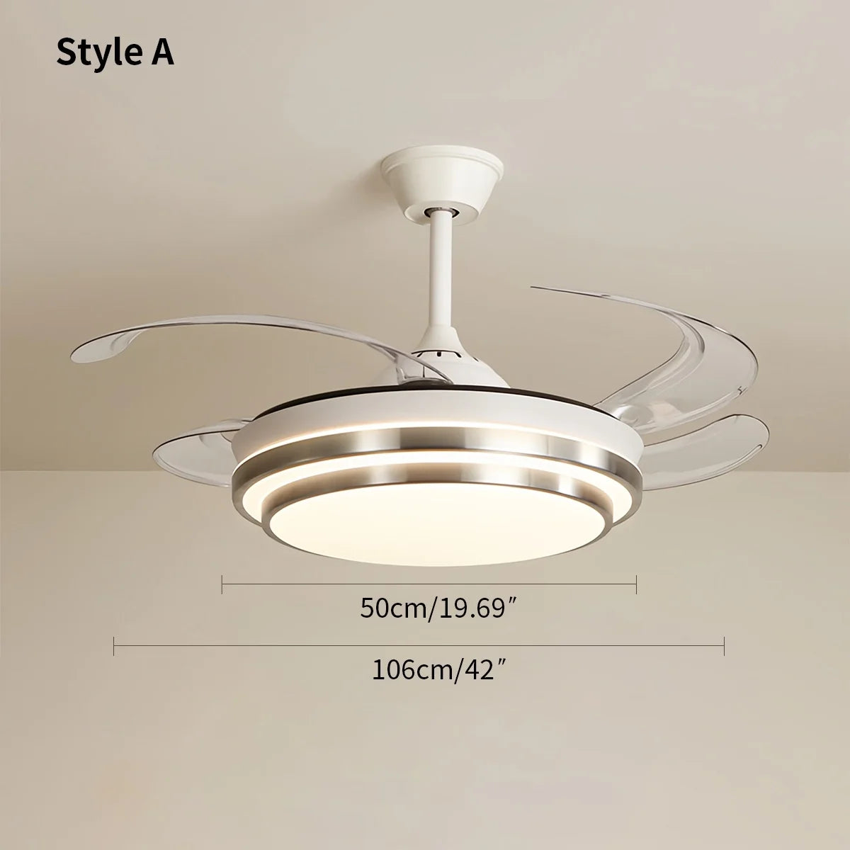 Modern White Ceiling Fan with Light