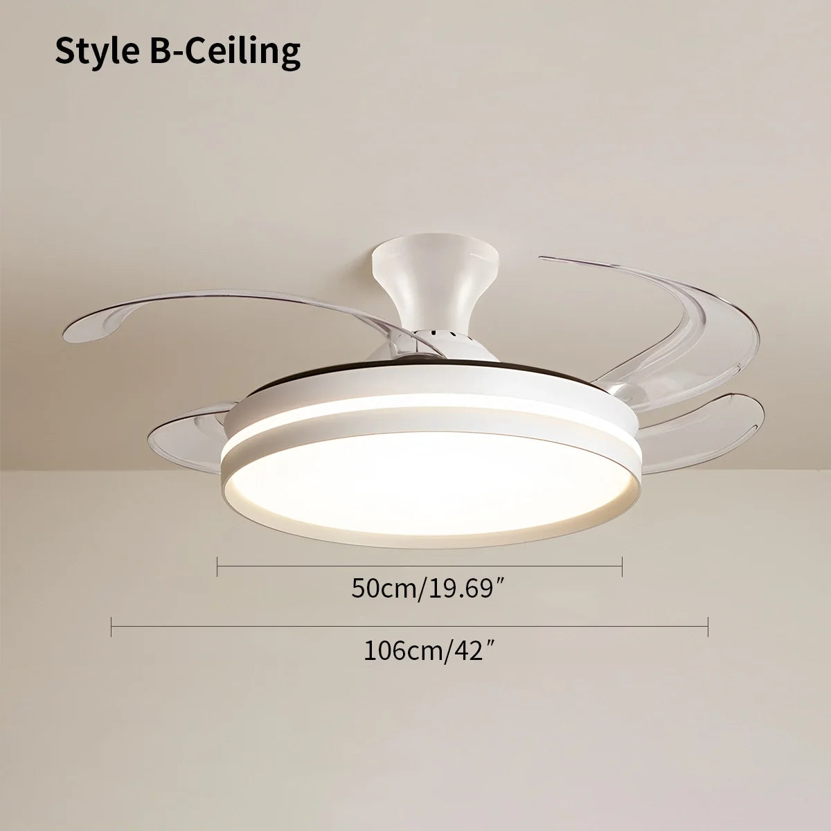 Modern Silent Remote Control Ceiling Fan with Light