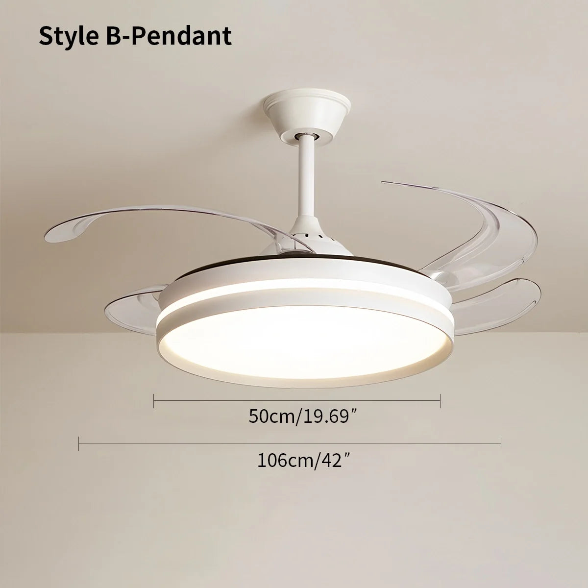 Modern Silent Remote Control Ceiling Fan with Light
