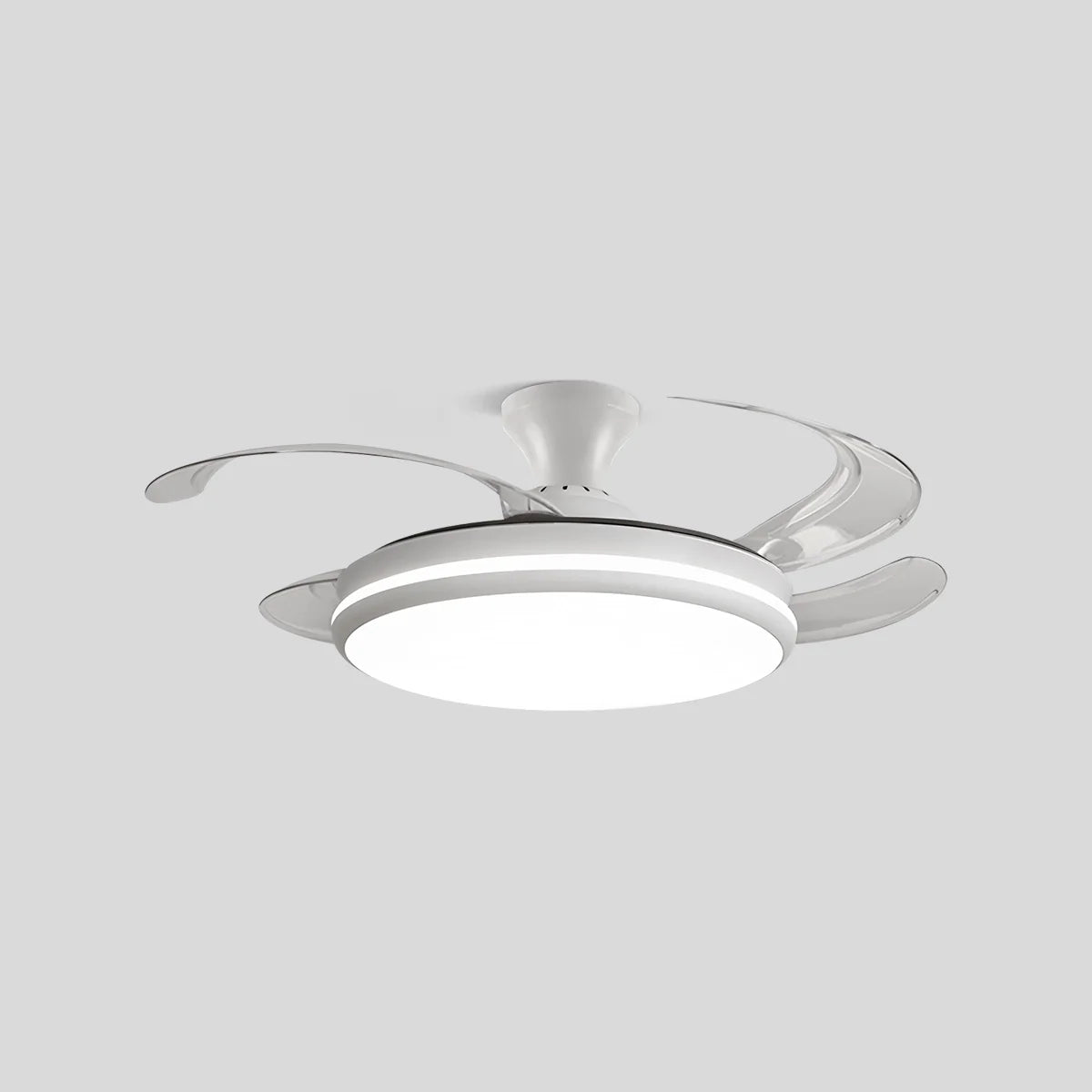 Modern Remote Ceiling Fan Light with Clear Retractable Blades