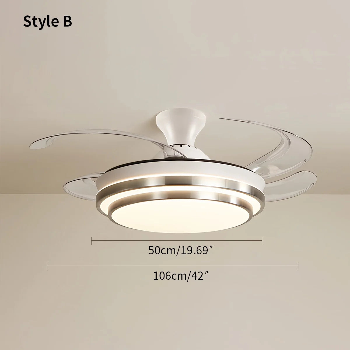 Modern White Ceiling Fan with Light