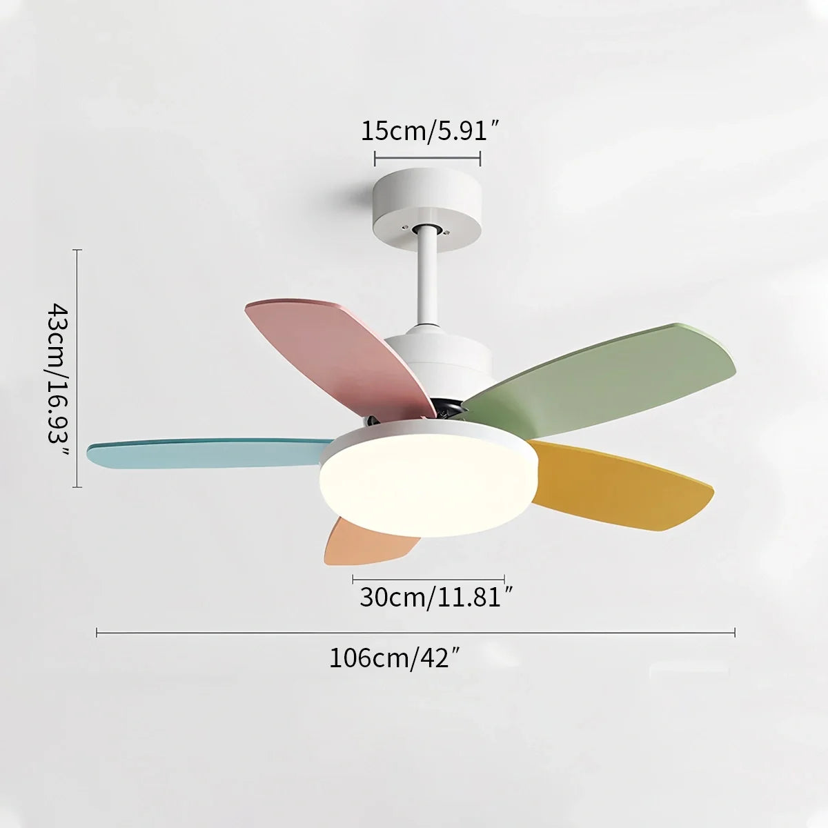 Nordic Colorful Leaf Ceiling Fan Light