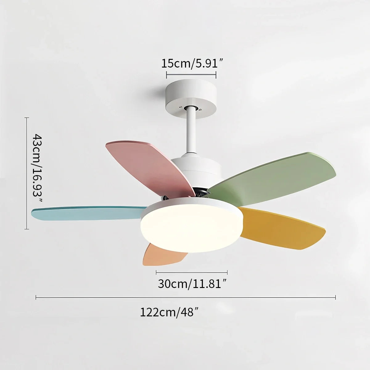 Nordic Colorful Leaf Ceiling Fan Light