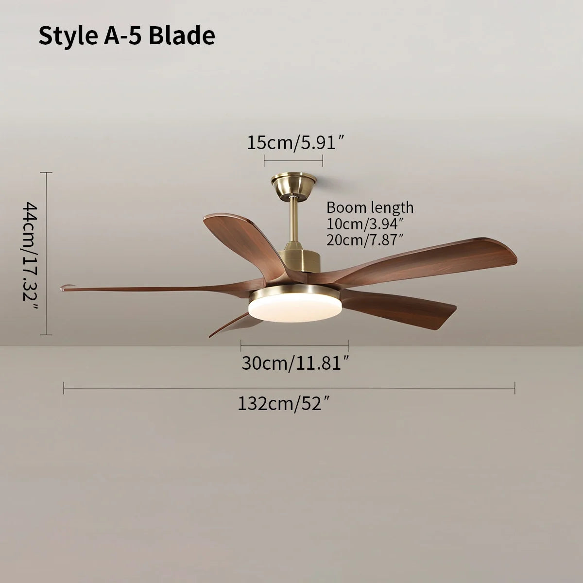 Modern 5-leaf Remote Control Ceiling Fan Light