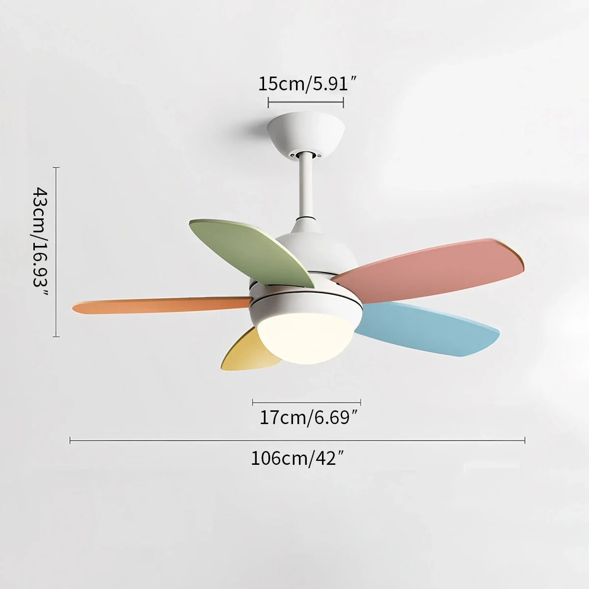 Nordic Colorful Leaf Ceiling Fan Light