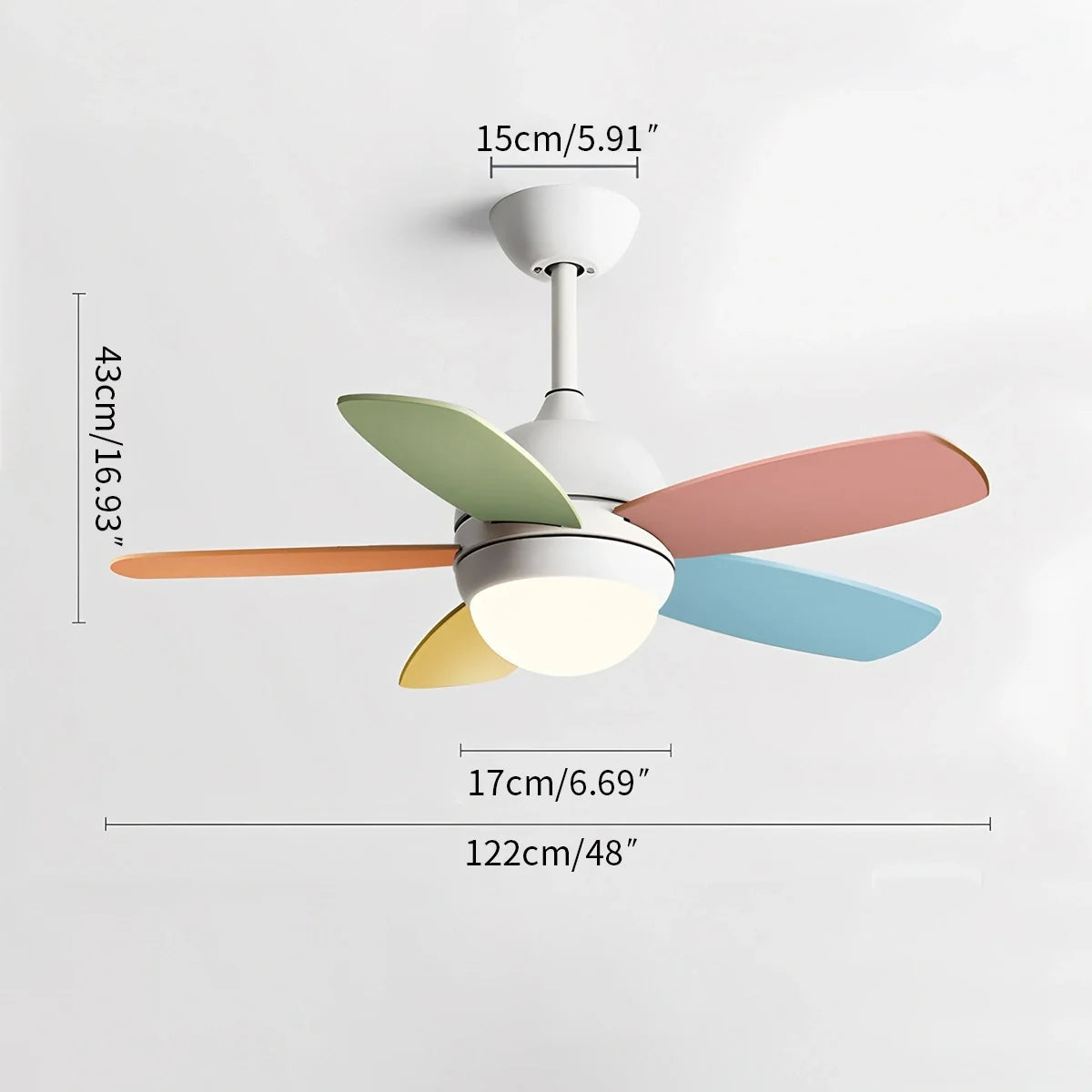 Nordic Colorful Leaf Ceiling Fan Light