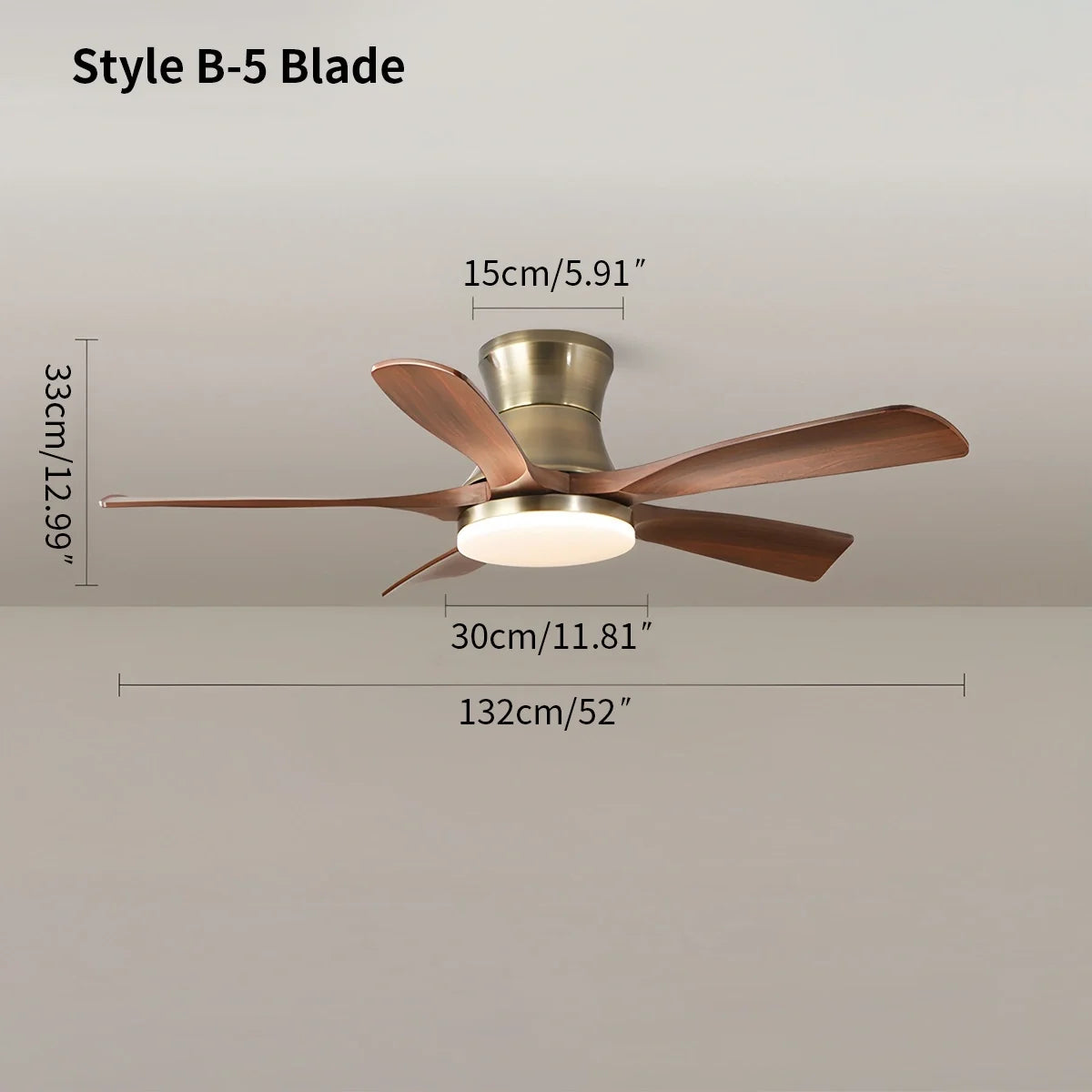 Modern 5-leaf Remote Control Ceiling Fan Light