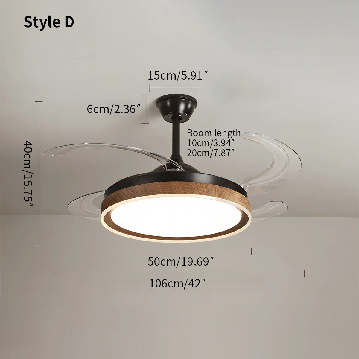 Retractable Blade Ceiling Fan with Light