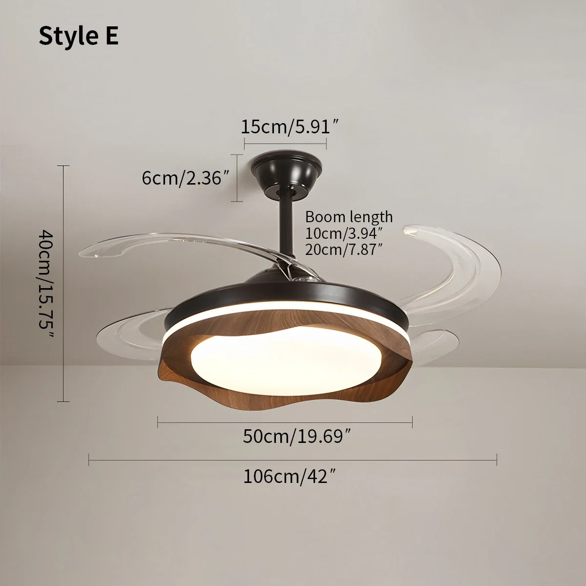 Retractable Blade Ceiling Fan with Light