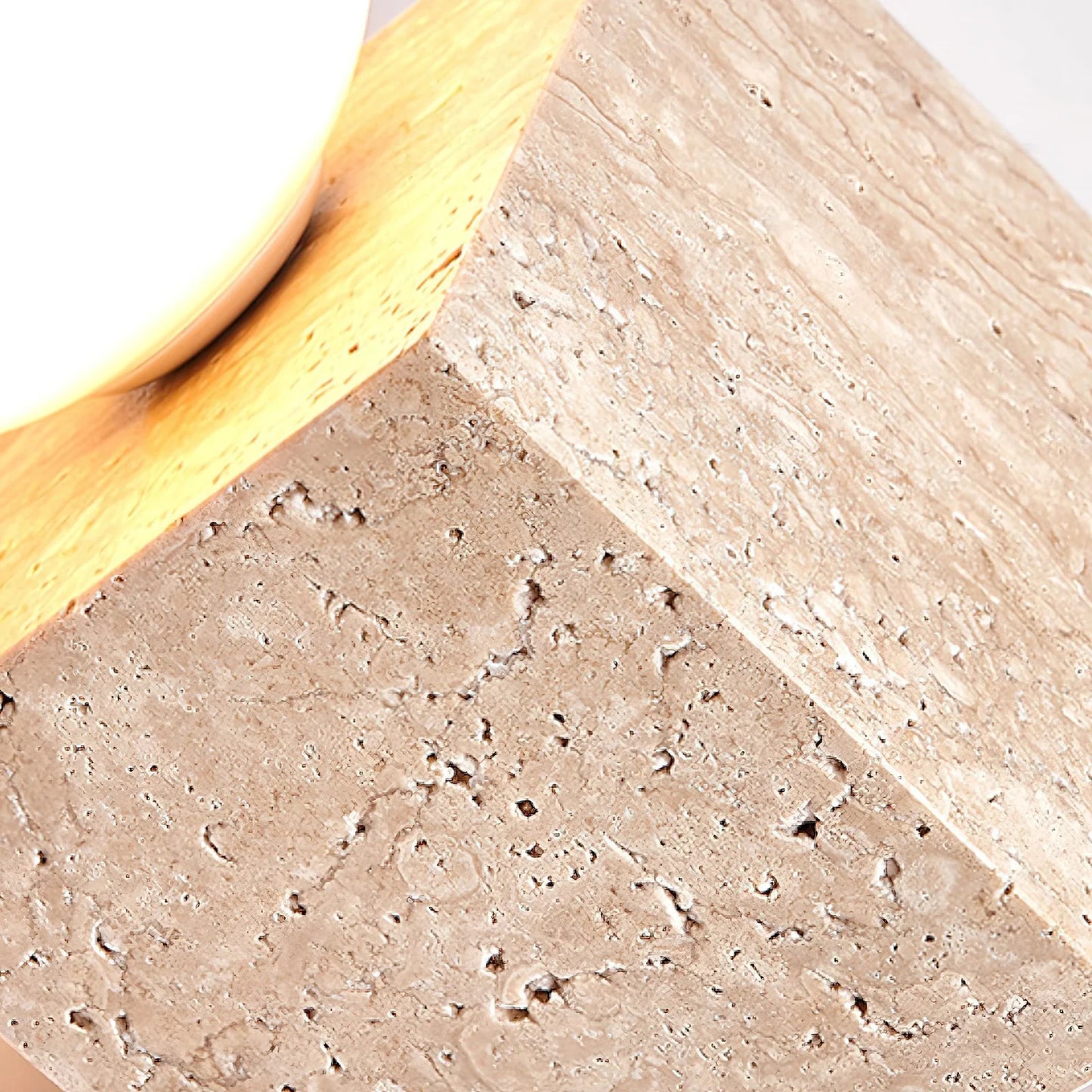 Travertine Cube Stone Table Lamp