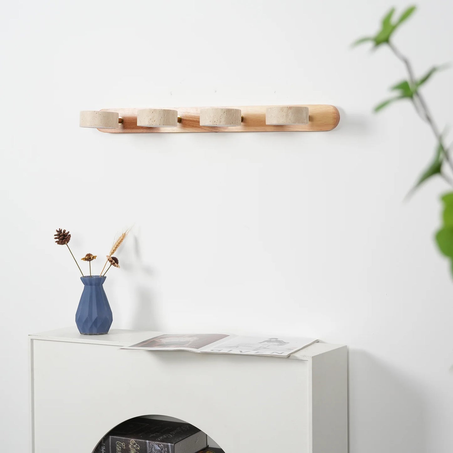 Travertine Duo Wood Wall Light