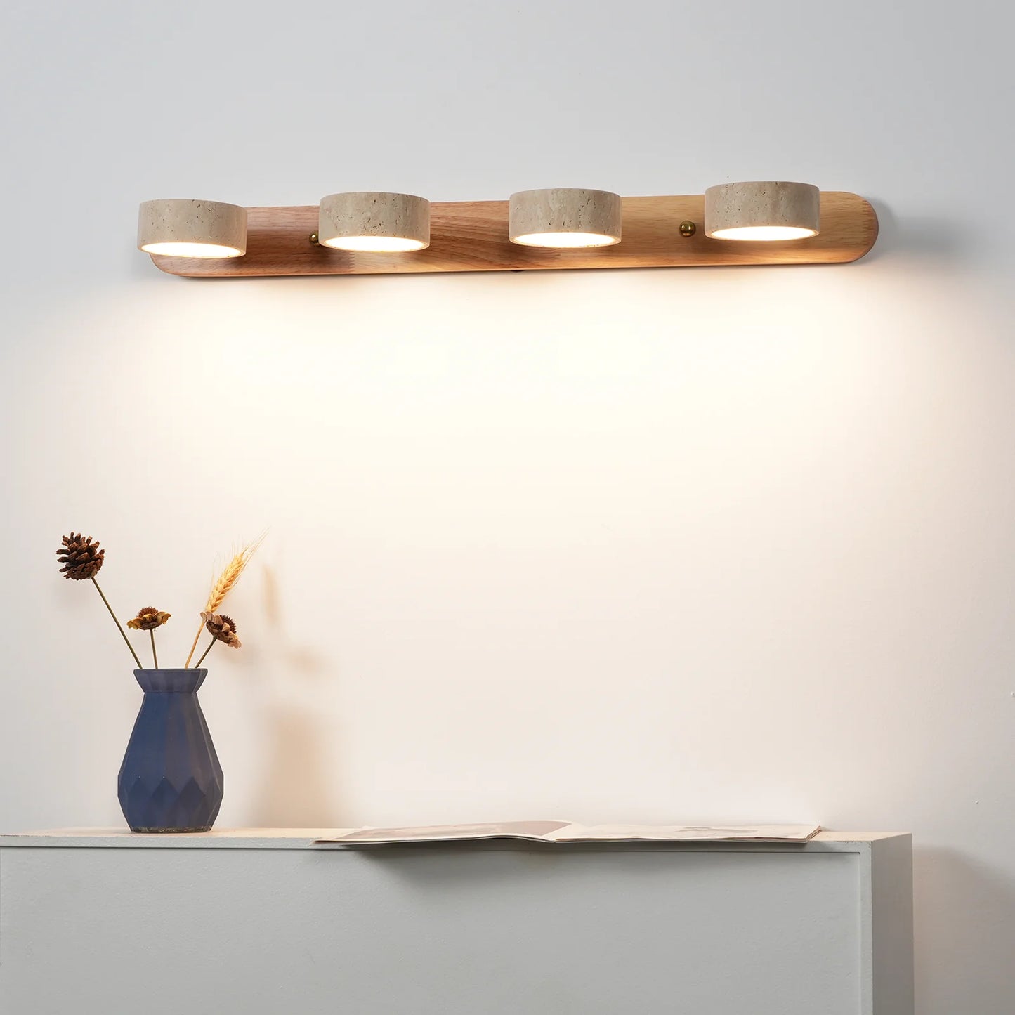 Travertine Duo Wood Wall Light