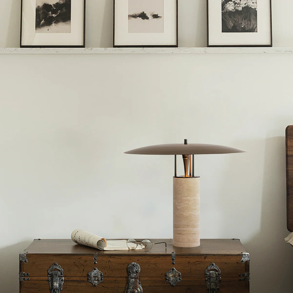 Travertine Luna Table Lamp