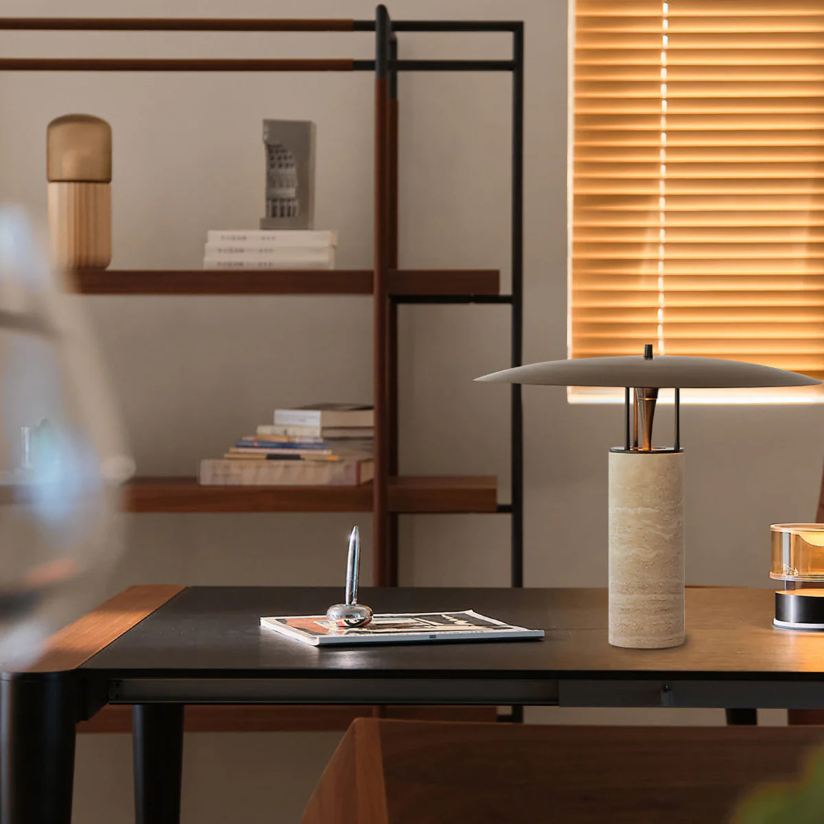 Travertine Luna Table Lamp