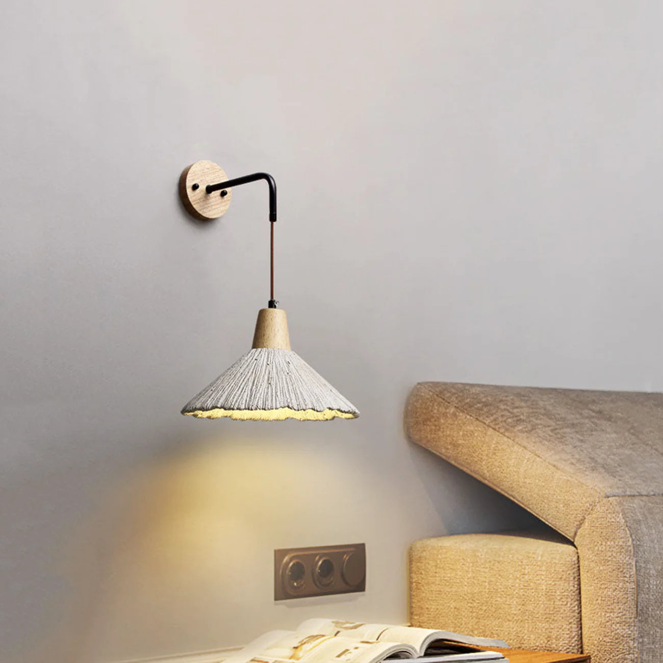 Cement Vintage Wood Wall Lamp