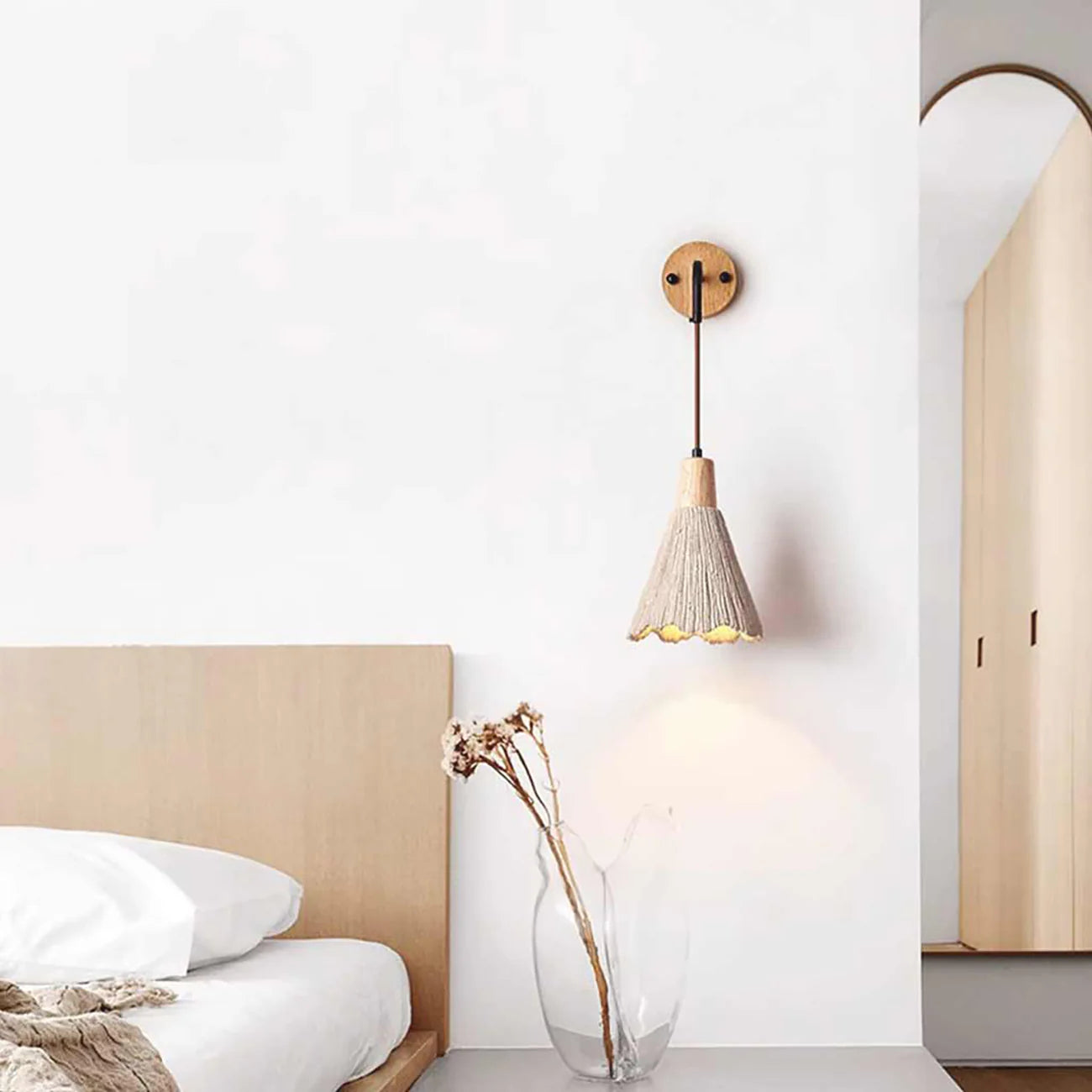 Cement Vintage Wood Wall Lamp