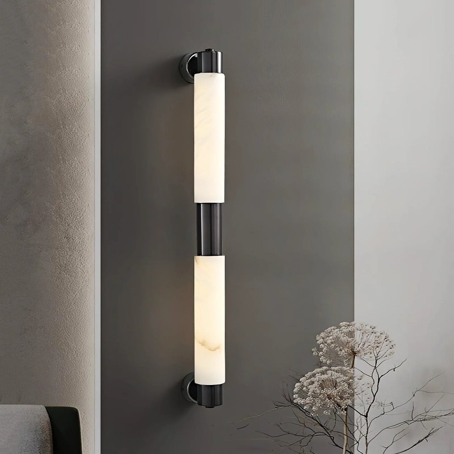Tube Alabaster Cylinder Wall Lamp