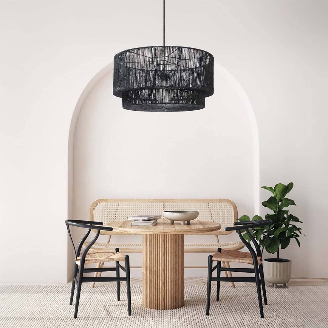 Shiloh Rattan Pendant Light - Bohemian Lampshade, Rattan Light Fixture
