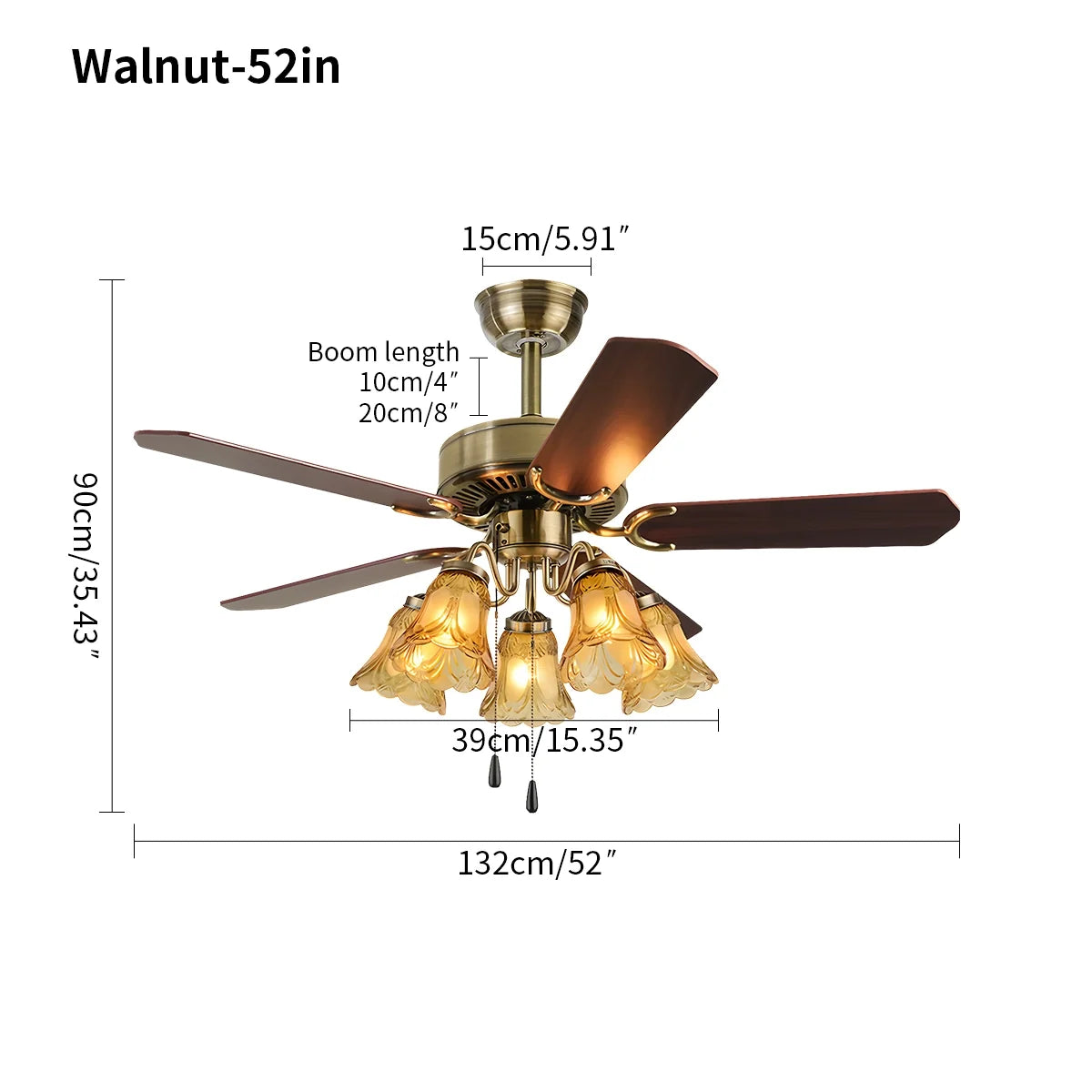 Vintage Ceiling Fan with Light for Dining Room