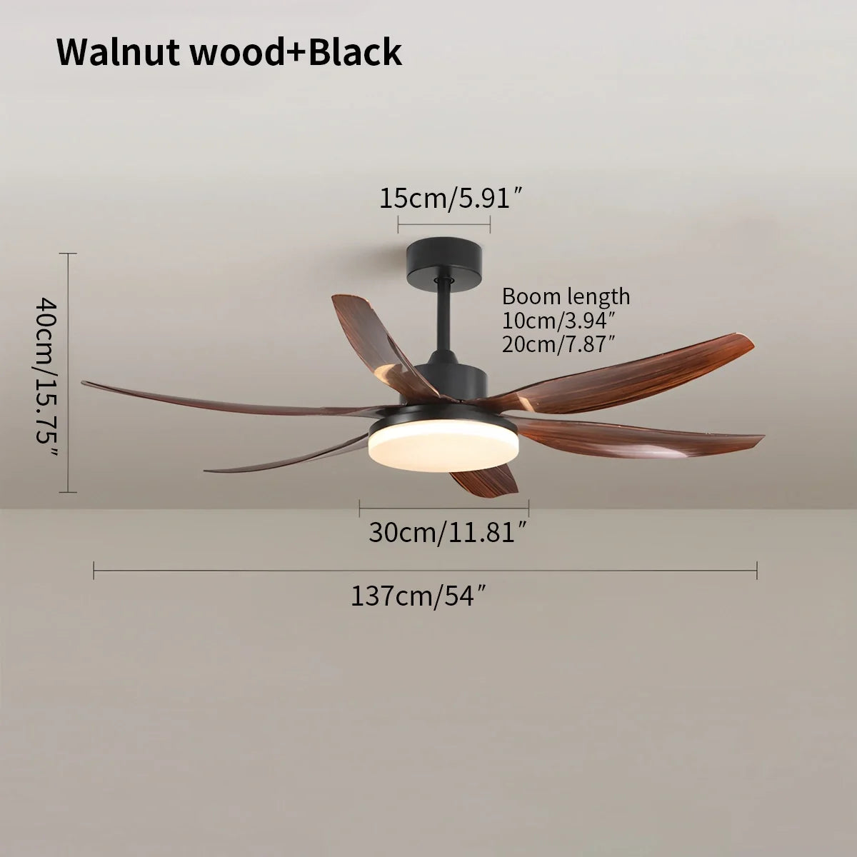 Nordic Style LED 6-Blade Ceiling Fan with Light