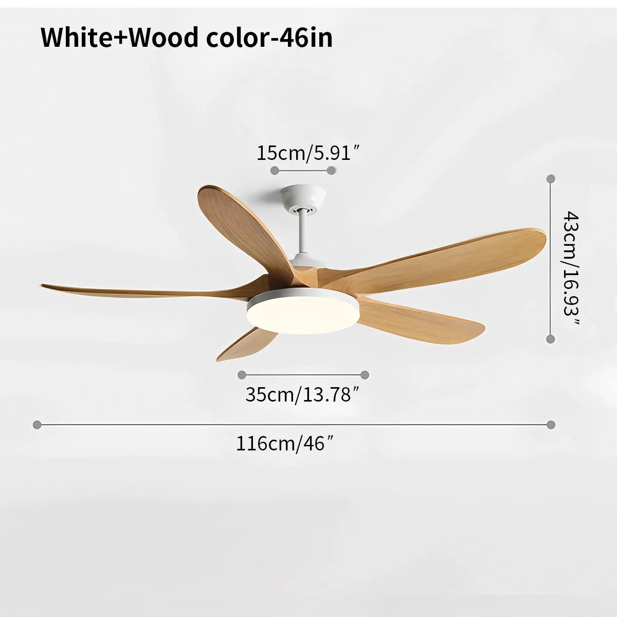 5-Blade Wood Ceiling Fan with LED Light