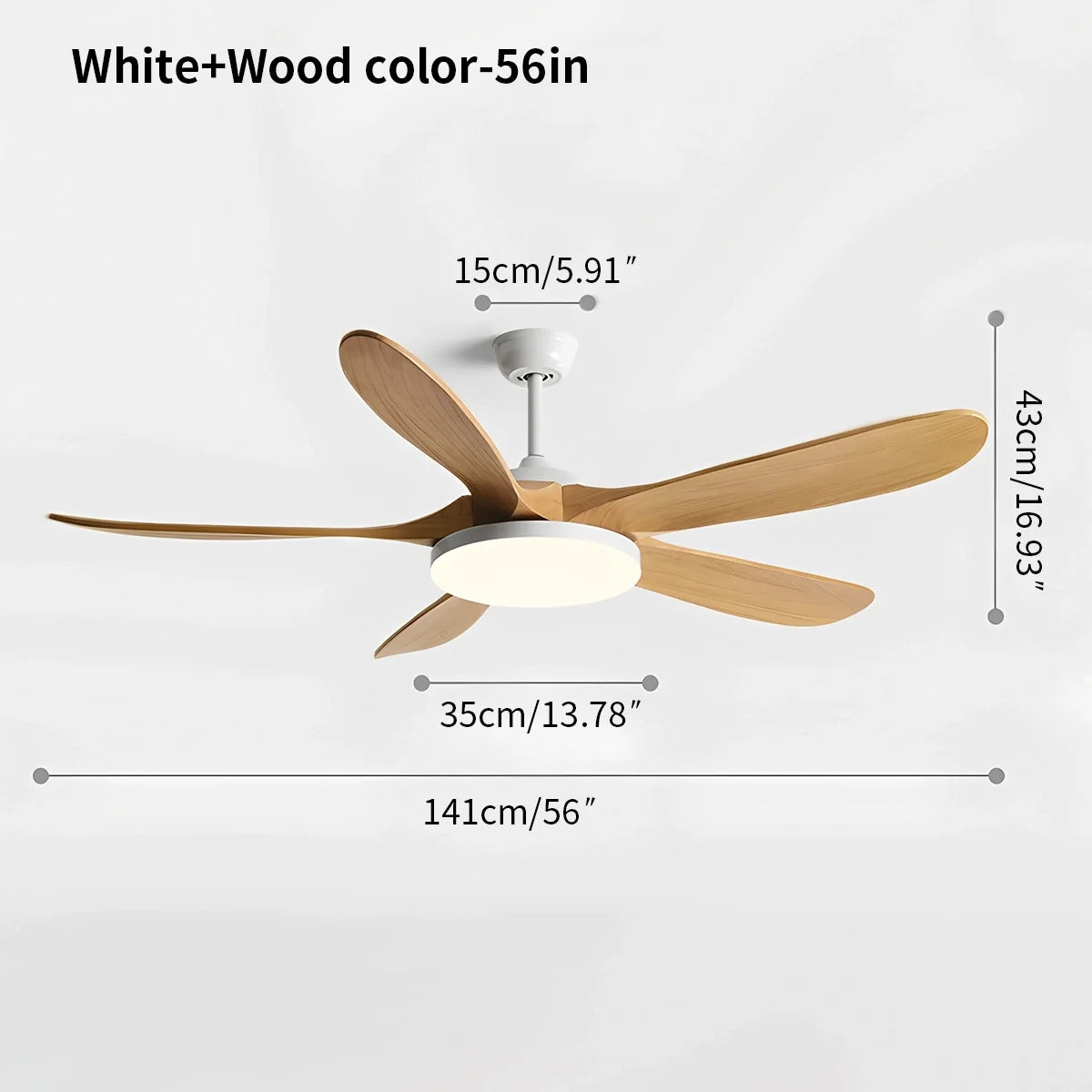 5-Blade Wood Ceiling Fan with LED Light