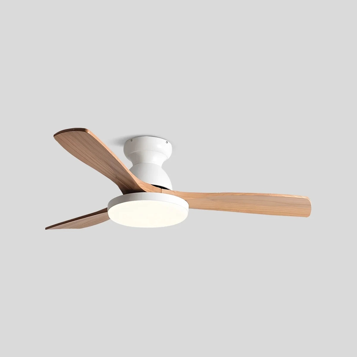 Vintage 3-Blade Wood Ceiling Fan with LED Light