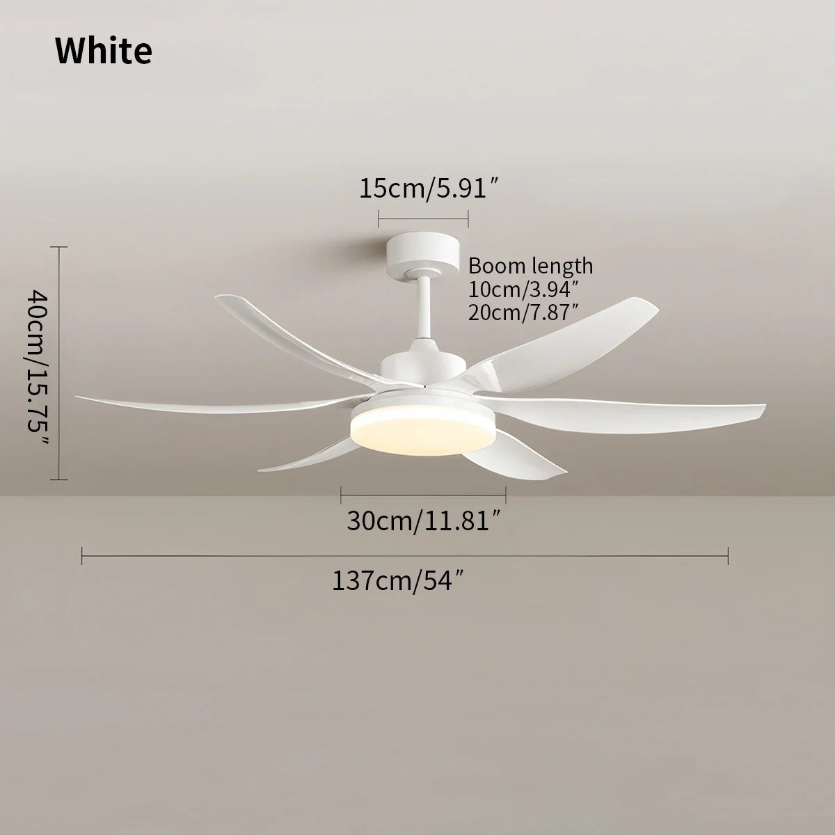 Nordic Style LED 6-Blade Ceiling Fan with Light