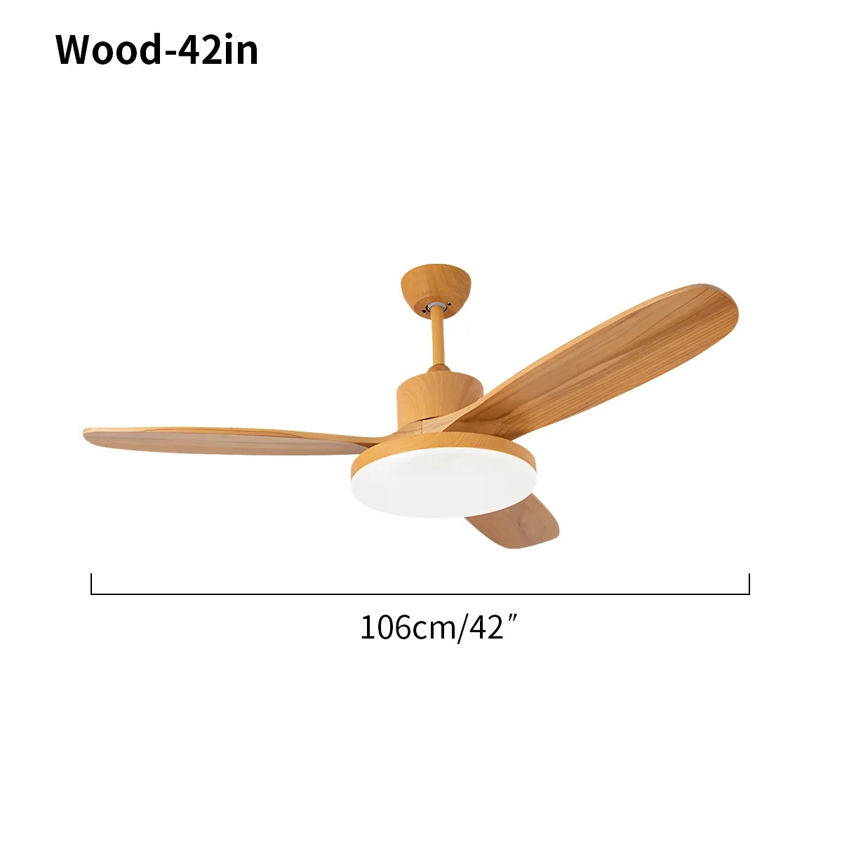 3-Blade Wood Ceiling Fan with Integrated LED Light
