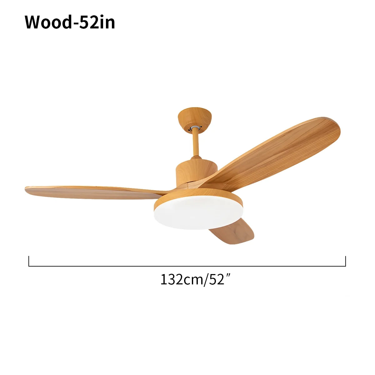3-Blade Wood Ceiling Fan with Integrated LED Light