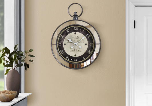 Mirror Frame Wall Clock — 18" Brown Vintage Glam