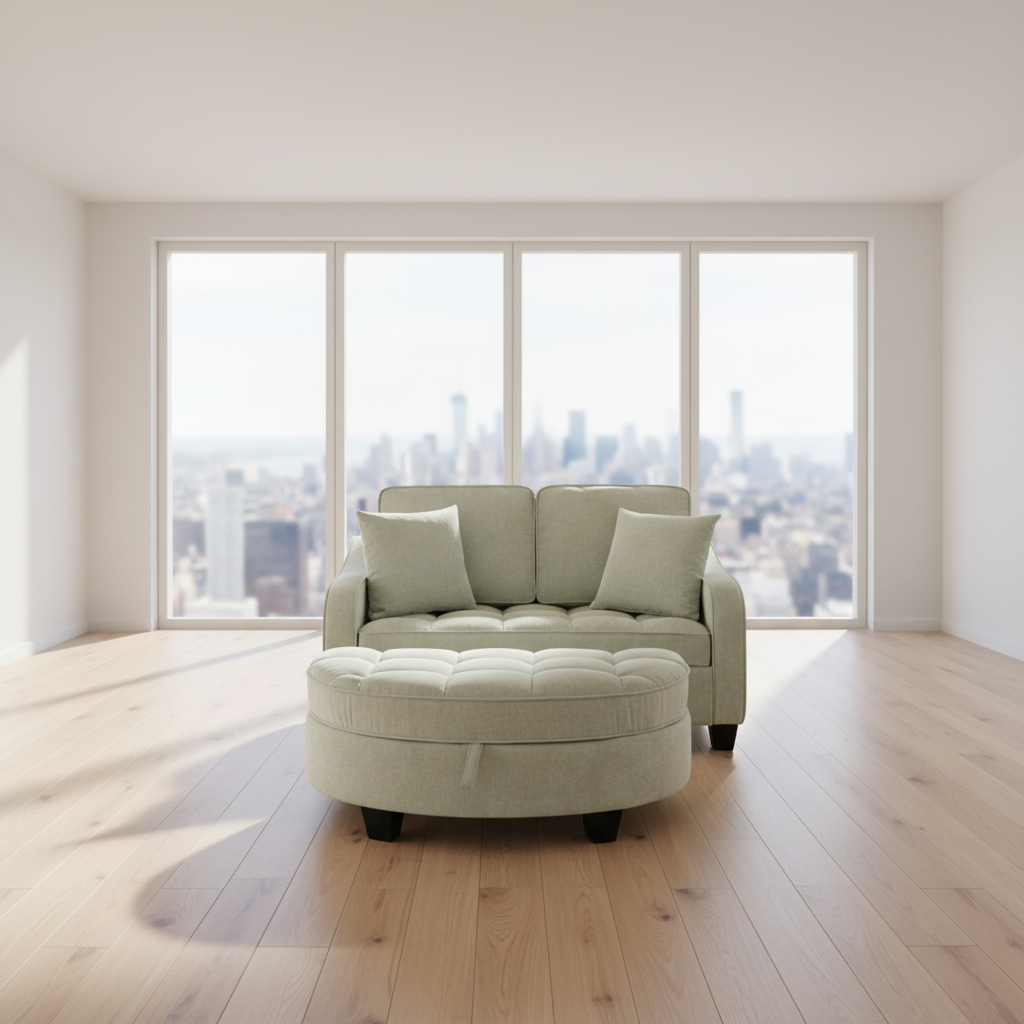 2-Seat Corduroy Sofa with Irregular Armrests