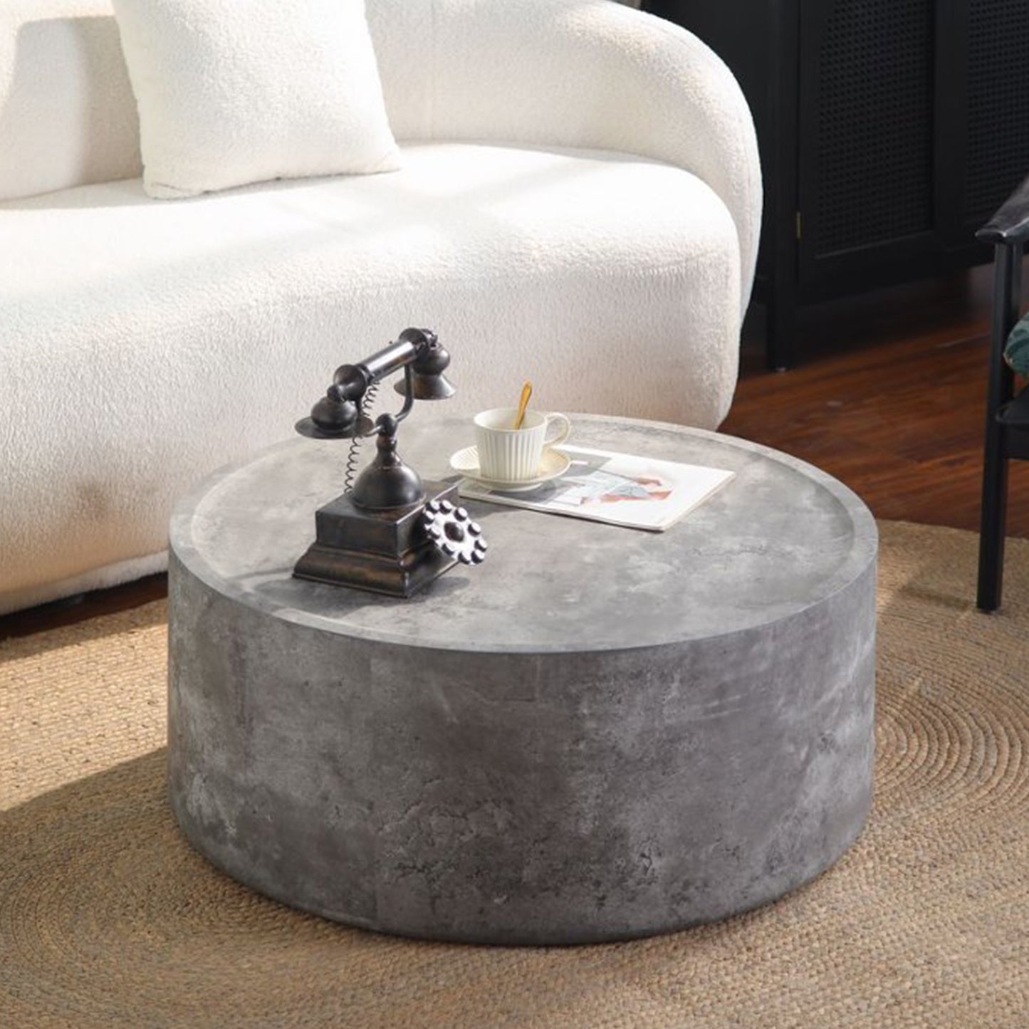 The Monolith Table — Round Concrete-Finish Coffee Table