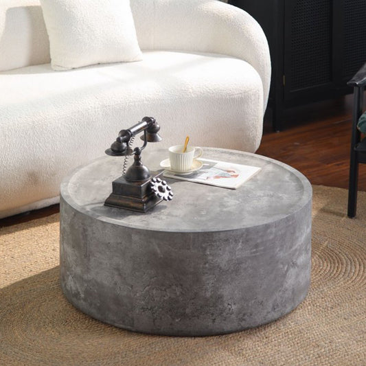 The Monolith Table — Round Concrete-Finish Coffee Table