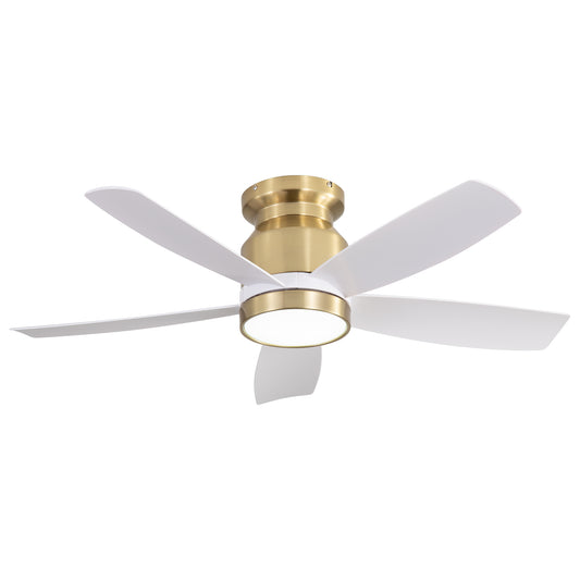 42" Ceiling Fan Light — Gold Finish, 5 ABS Blades, 22W Dimmable LED, Remote